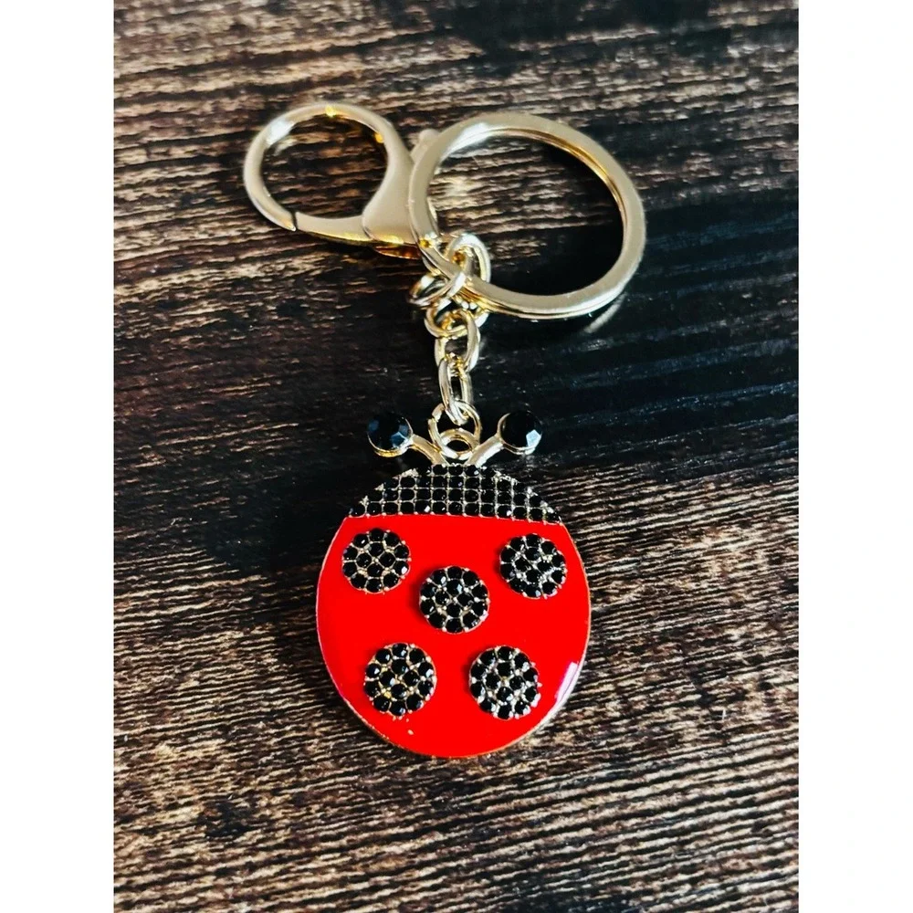 Red and Black Ladybug‎ Keychain Card Holder Charm